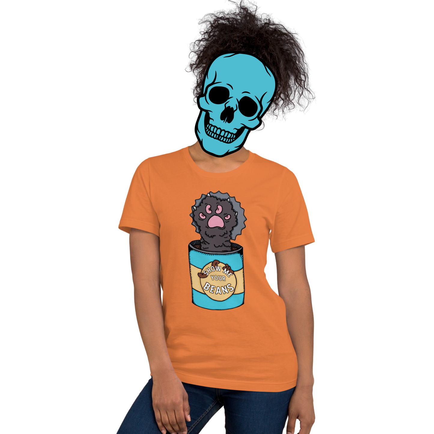 show me your beans t-shirt model in sunset - gaslit apparel
