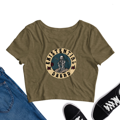 existential dread cropped t-shirt in olive - gaslit apparel