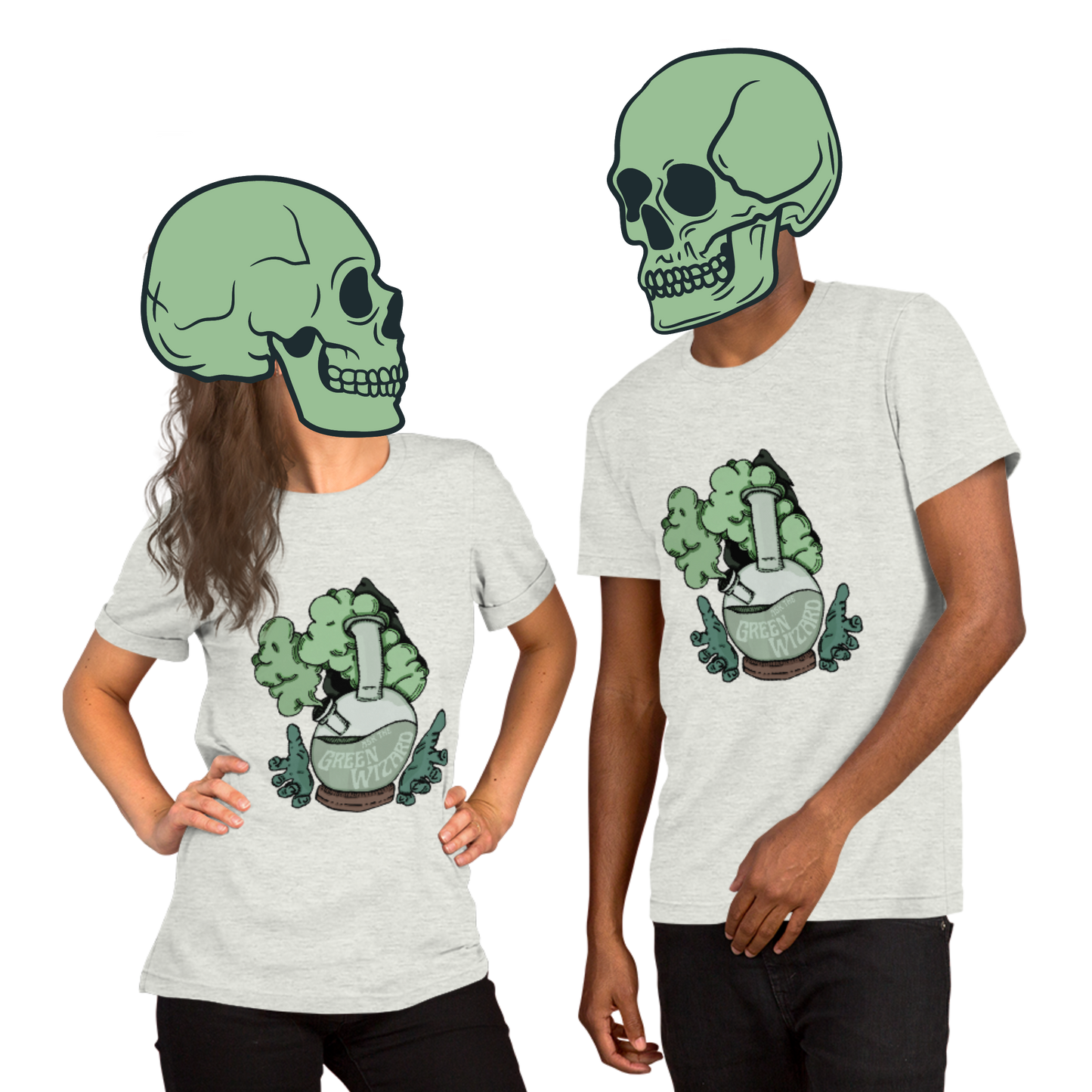 ask the green wizard t-shirt models in white - gaslit apparel