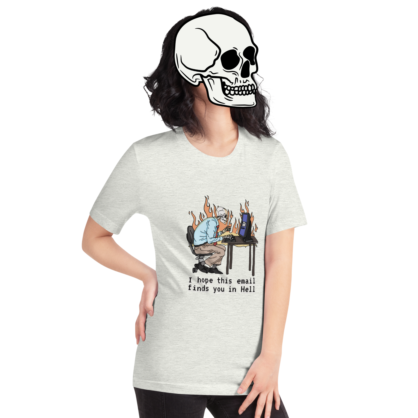 i hope this emails finds you in hell t-shirt model in white - gaslit apparel