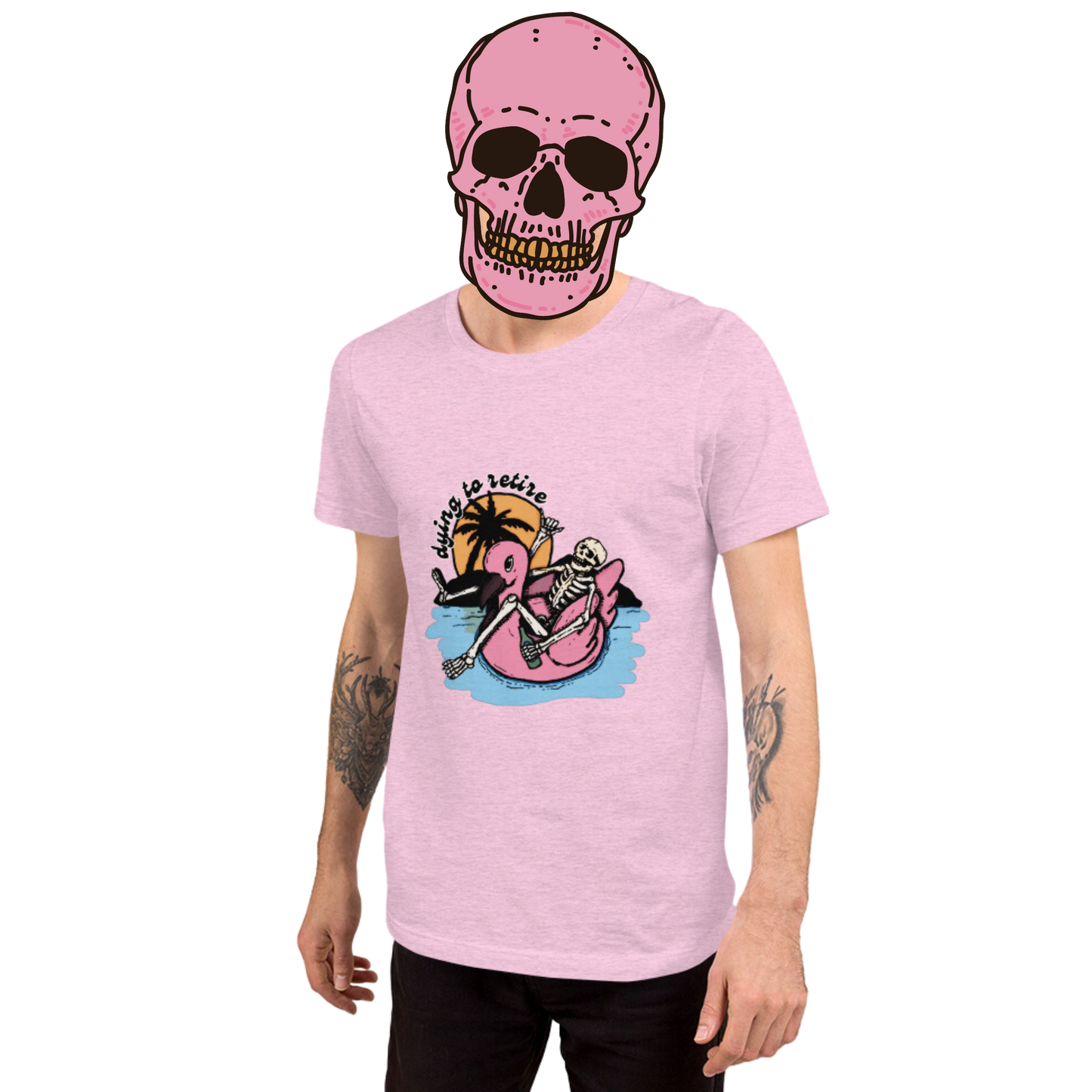 dying to retire t-shirt model in pink - gaslit apparel