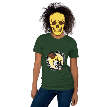 dead inside but caffeinated t-shirt model in forest - gaslit apparel