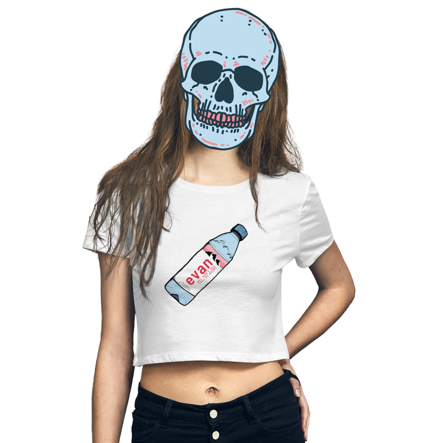 ev[i]an cropped t-shirt model in white - gaslit apparel