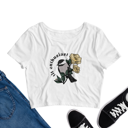 tit enthusiast cropped t-shirt in white - gaslit apparel