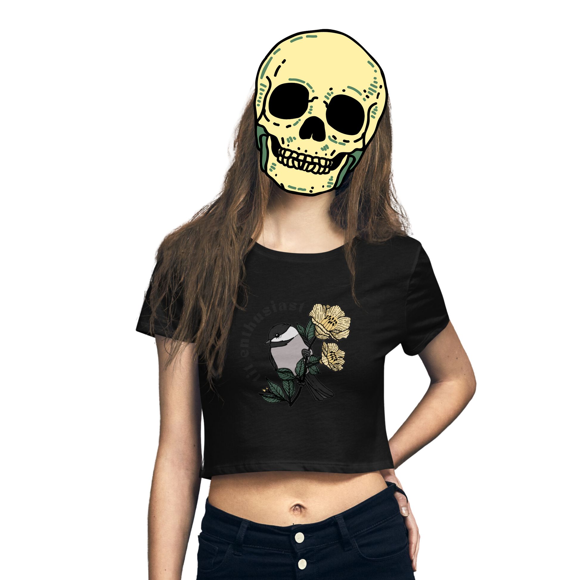 tit enthusiast cropped t-shirt model in black - gaslit apparel