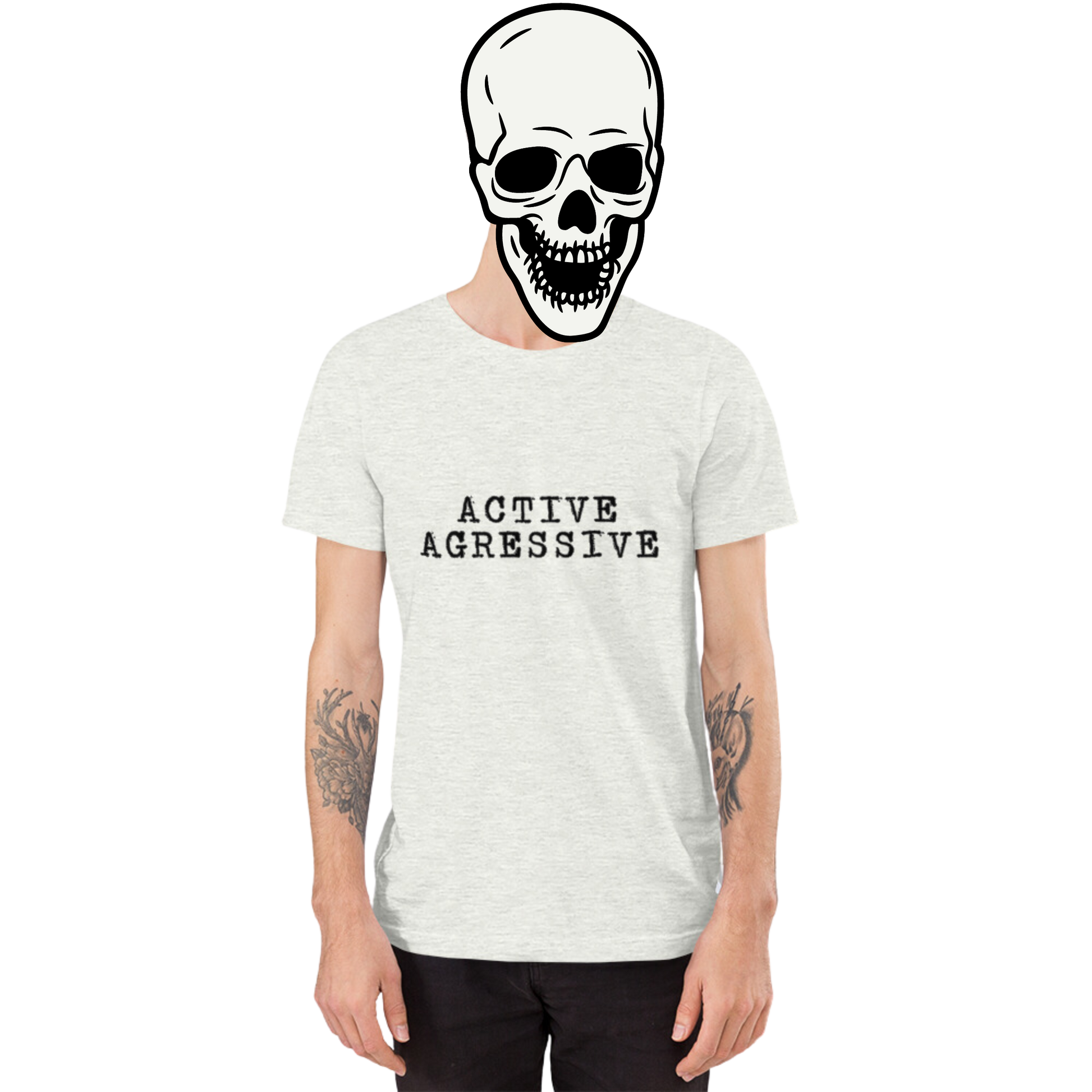active aggressive t-shirt model in white - gaslit apparel