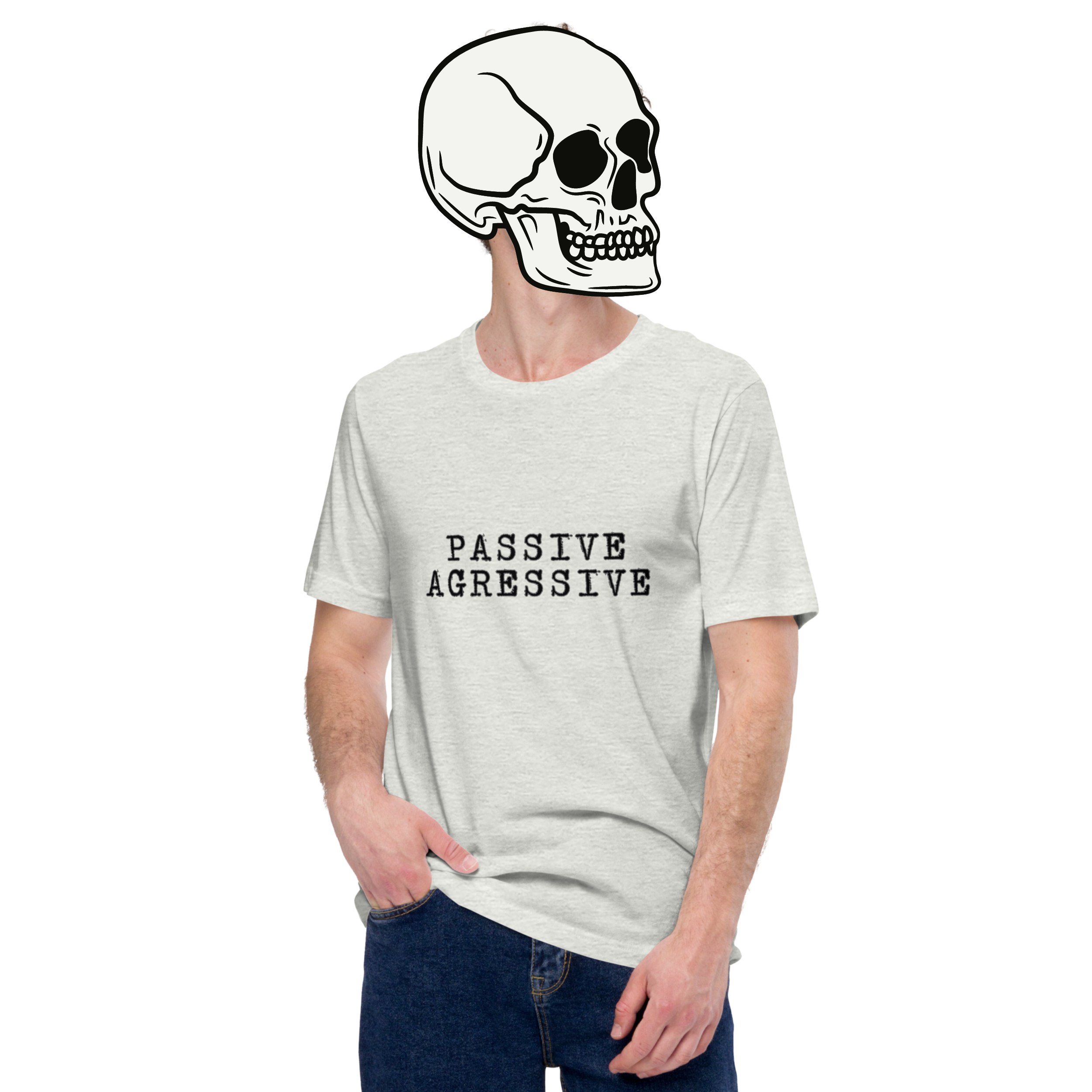 passive aggressive t-shirt model in white - gaslit apparel