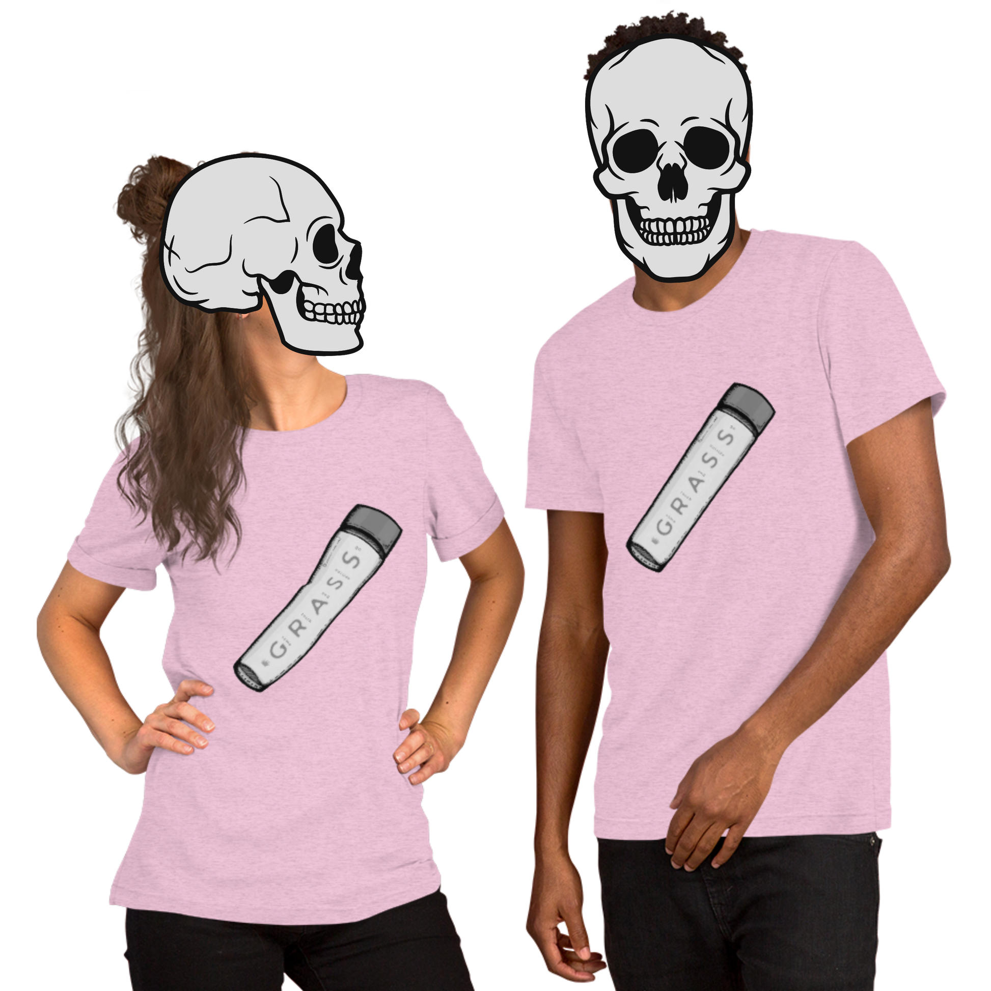 touch some grass t-shirt models in pink - gaslit apparel