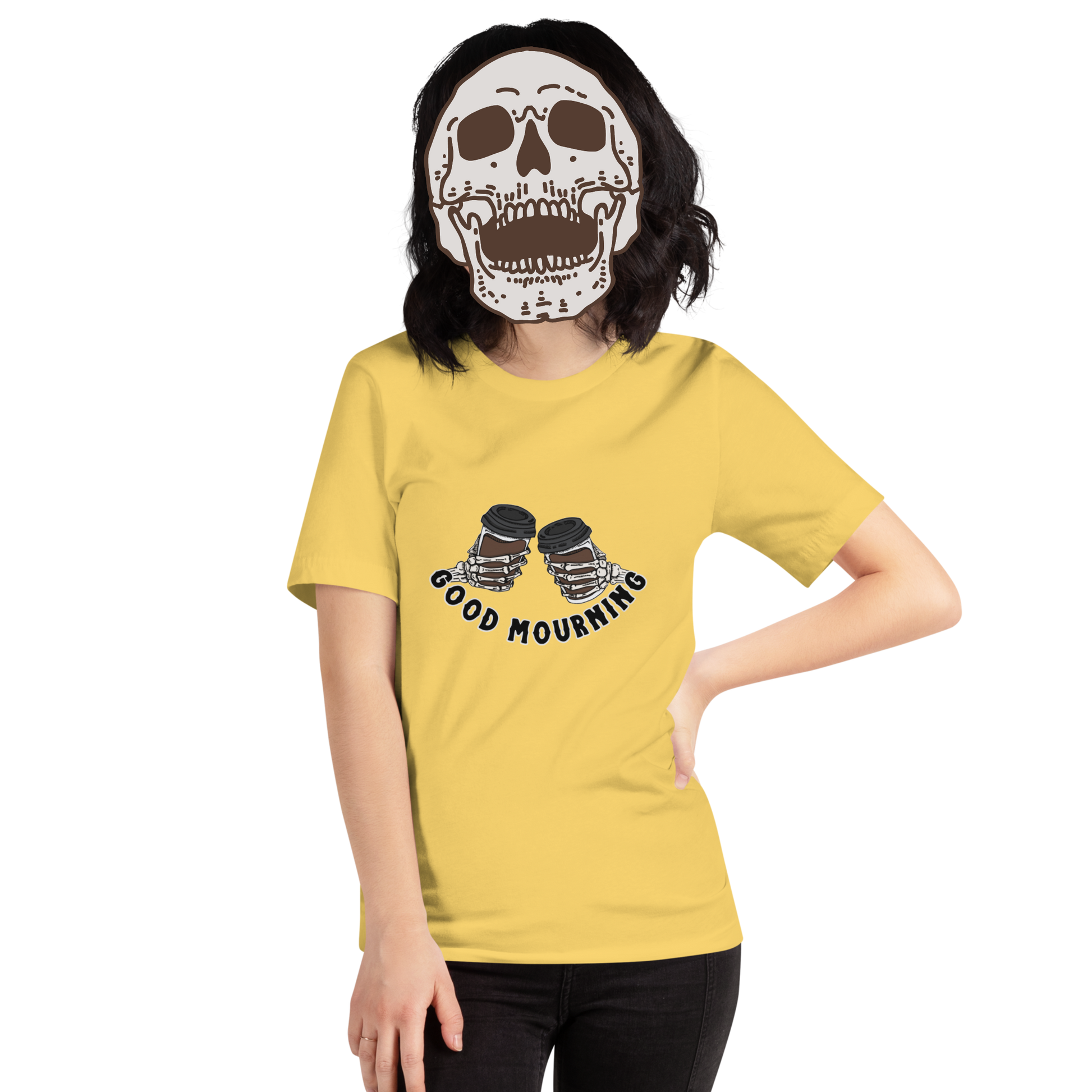 good mourning t-shirt model in yellow - gaslit apparel