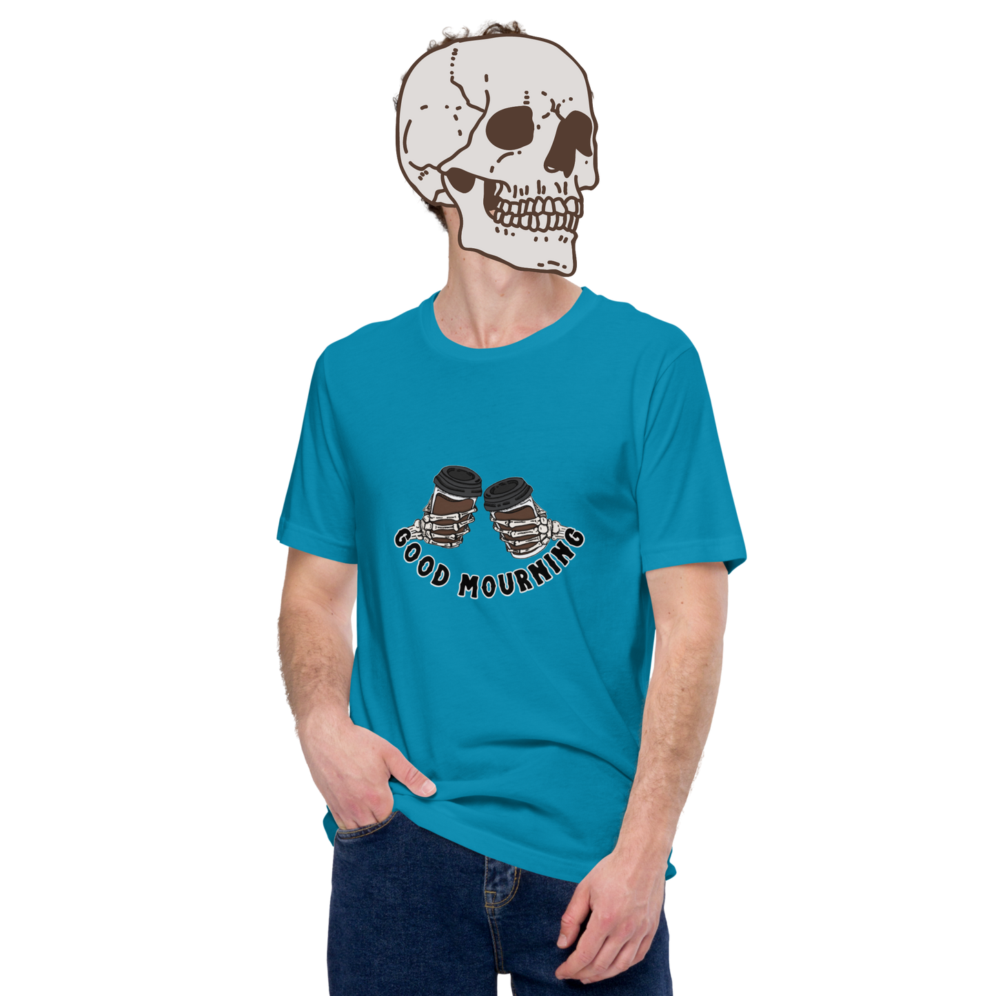 good mourning t-shirt model in aqua - gaslit apparel