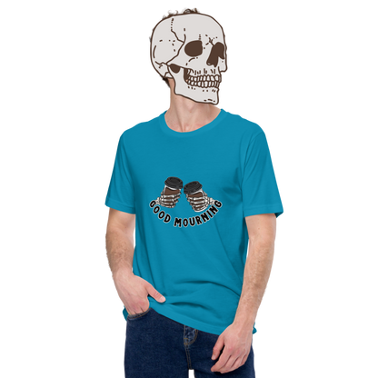 good mourning t-shirt model in aqua - gaslit apparel
