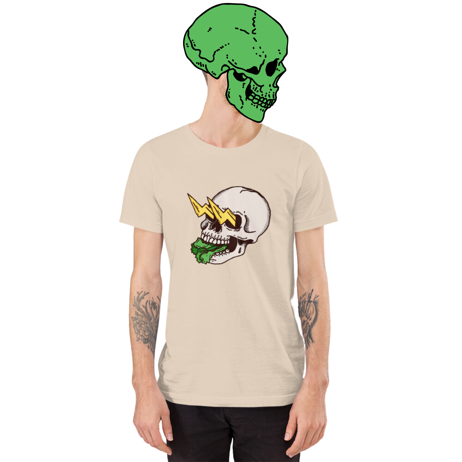 electric lettuce t-shirt model in cream - gaslit apparel