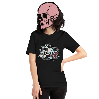 no thoughts head empty t-shirt model in black - gaslit apparel