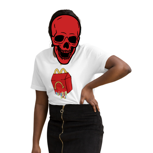 unhappy meal t-shirt model in white - gaslit apparel