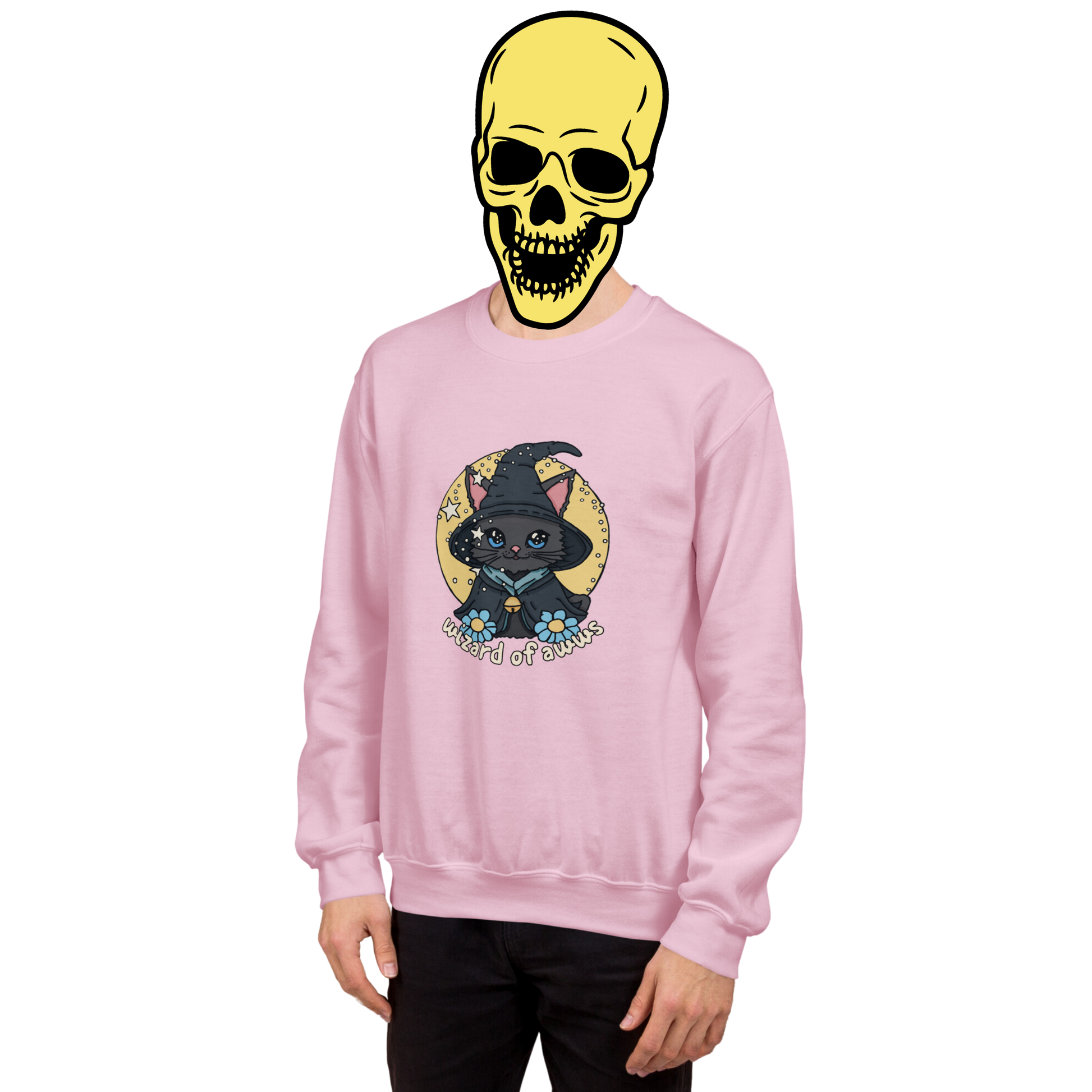 wizard of awws sweatshirt model in pink - gaslit apparel