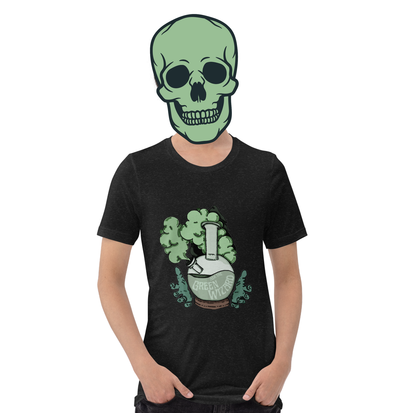 ask the green wizard t-shirt model in black - gaslit apparel