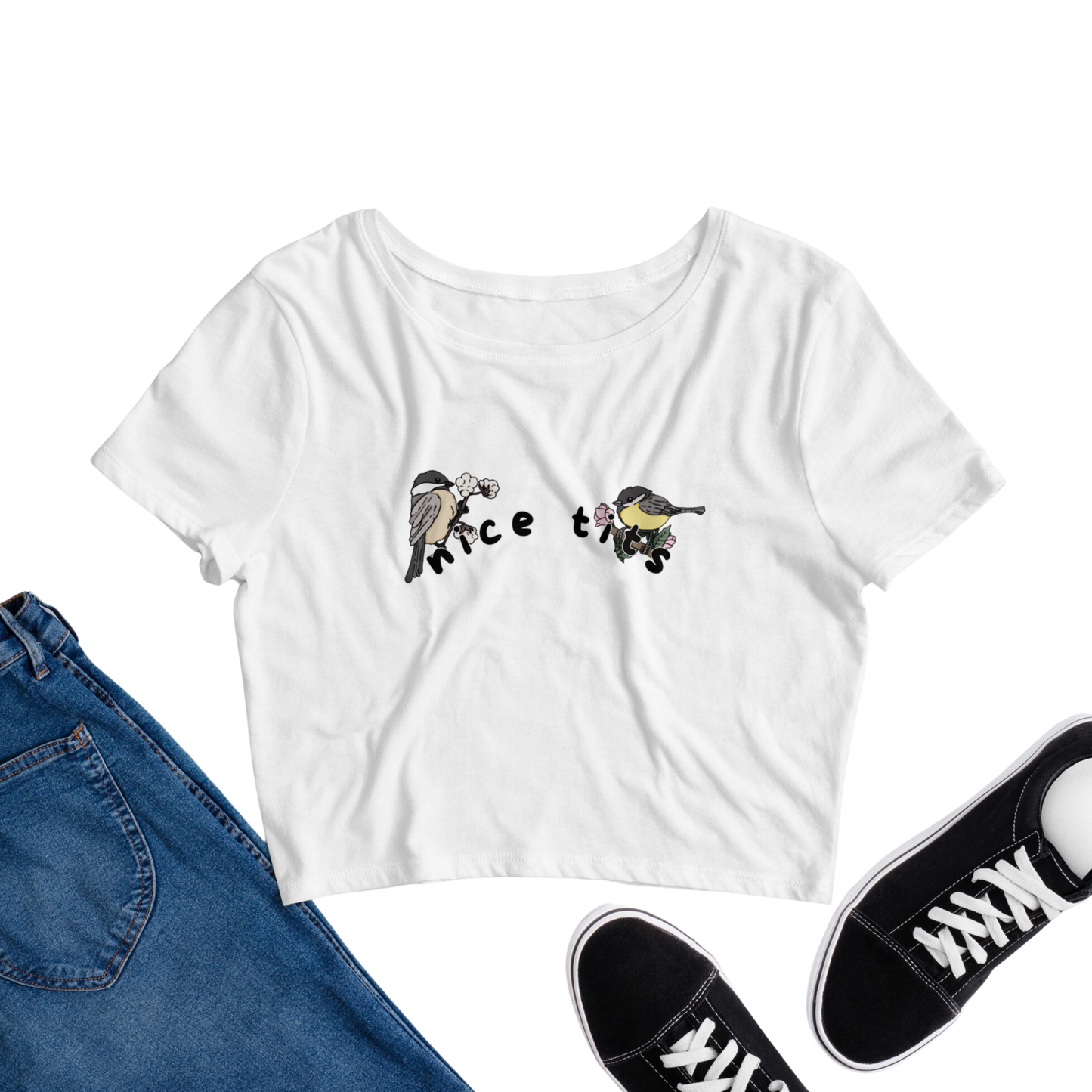 nice tits cropped t-shirt in white - gaslit apparel