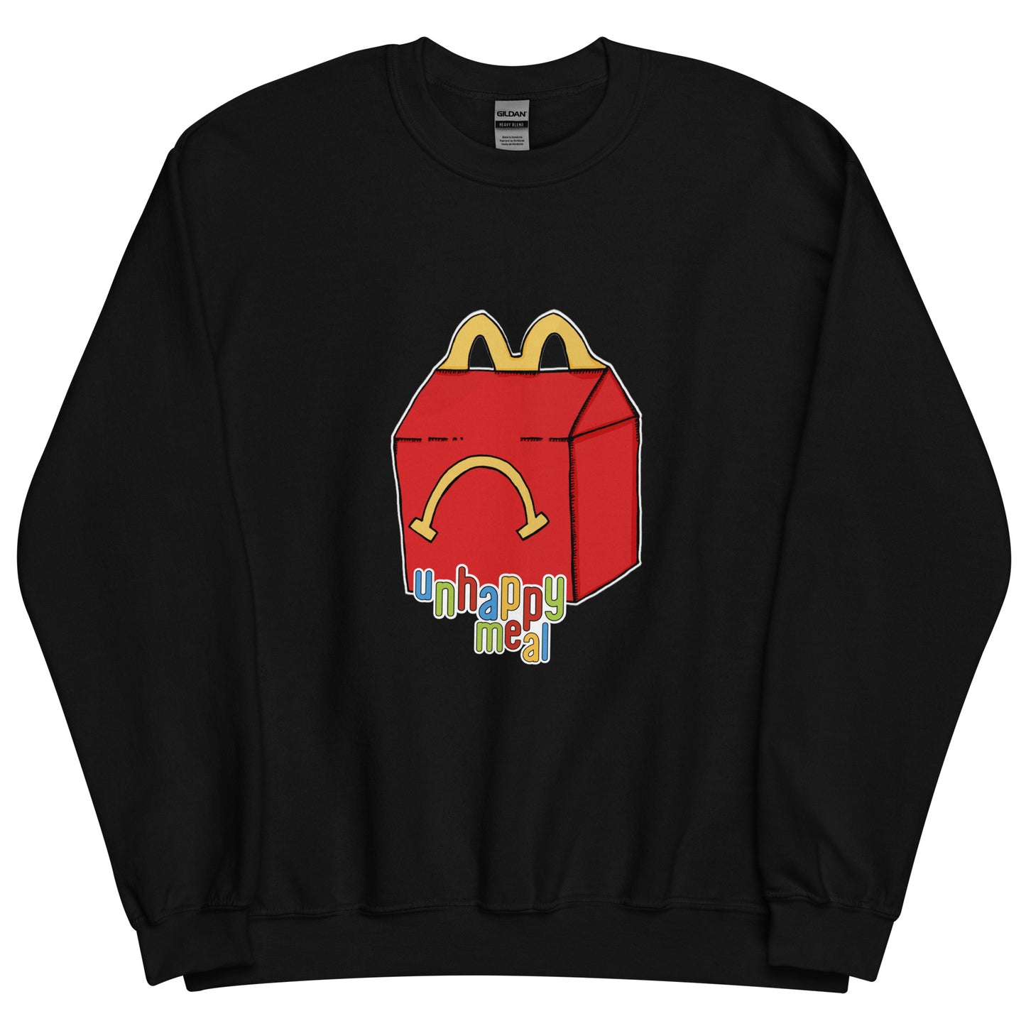 unhappy meal sweatshirt model in black - gaslit apparel