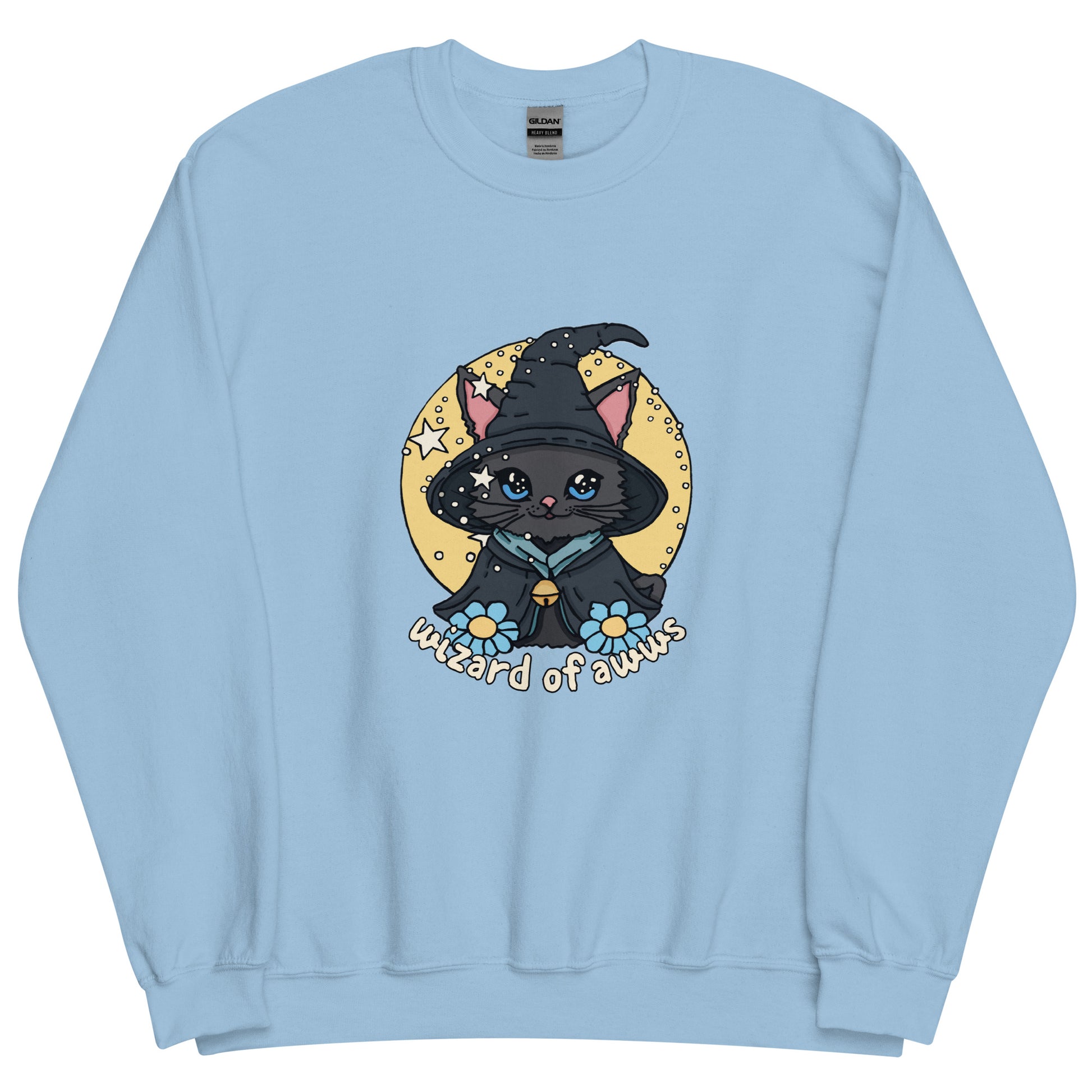 wizard of awws sweatshirt in light blue - gaslit apparel
