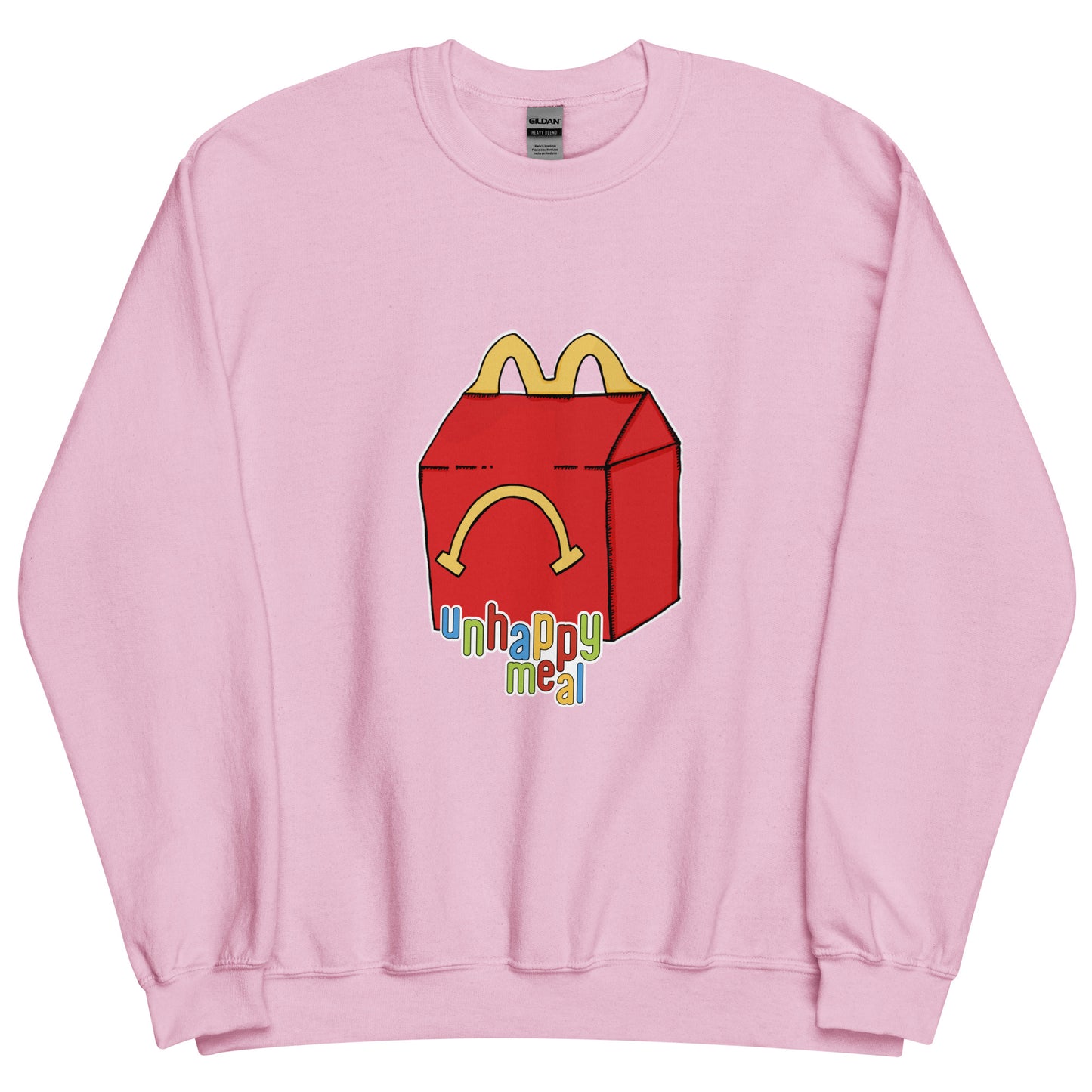 unhappy meal sweatshirt in pink - gaslit apparel