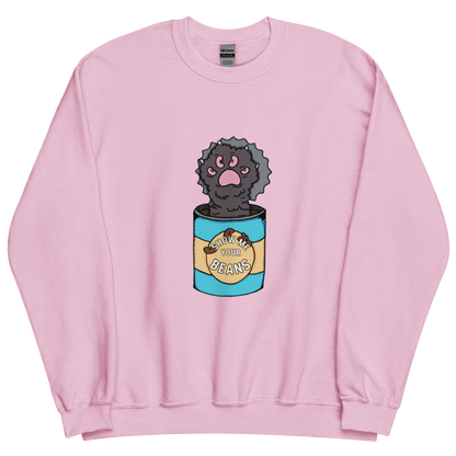 show me your beans sweatshirt in pink - gaslit apparel