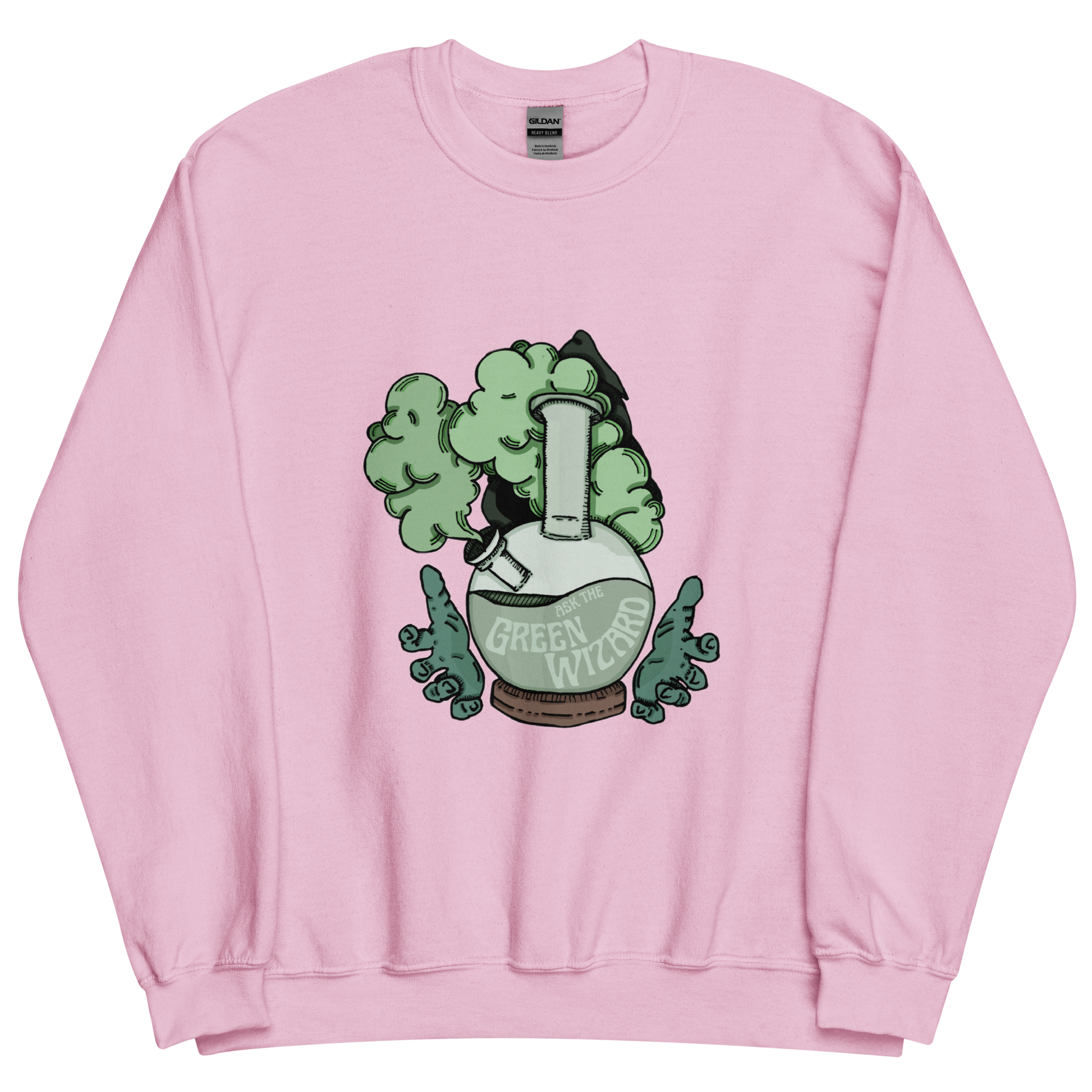 ask the green wizard sweatshirt in pink - gaslit apparel