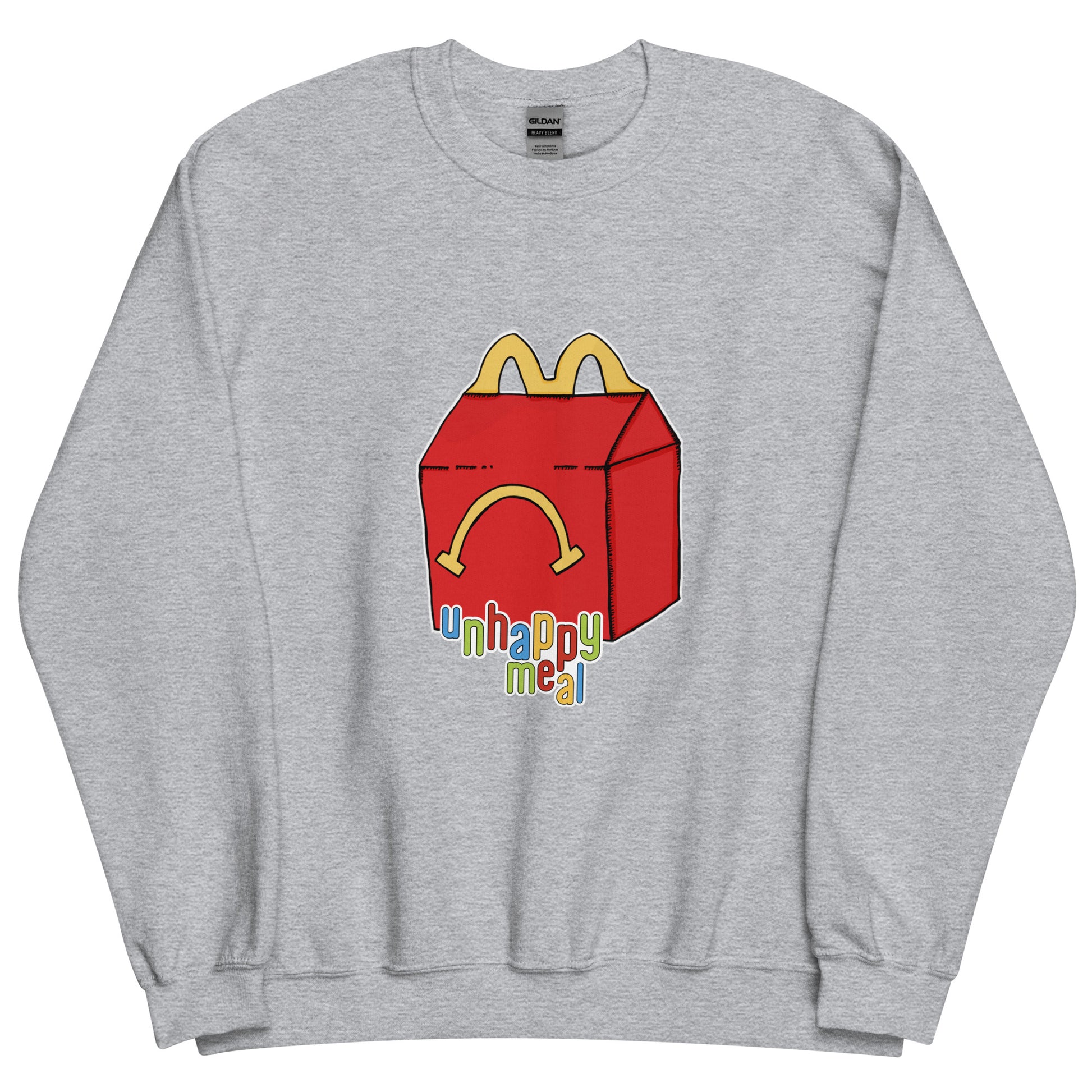 unhappy meal sweatshirt in light grey - gaslit apparel