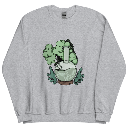 ask the green wizard sweatshirt in light grey - gaslit apparel