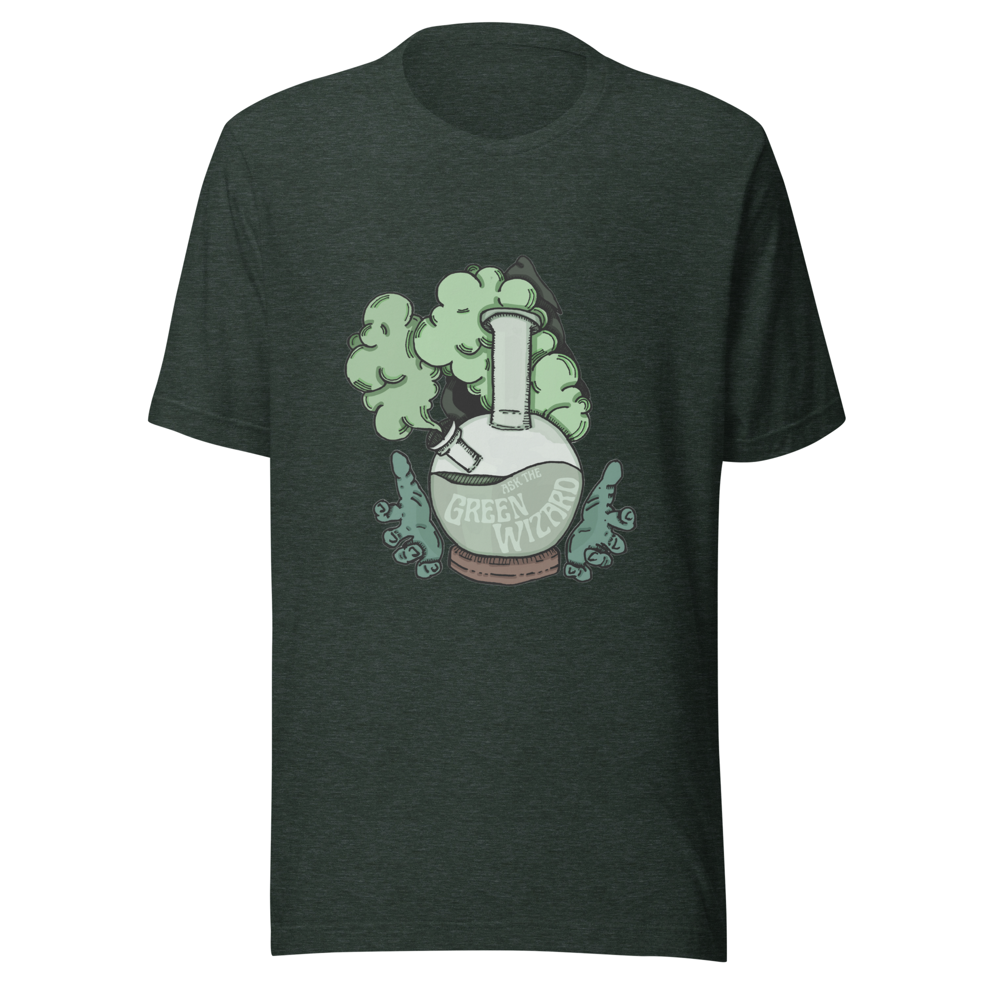 ask the green wizard t-shirt in forest - gaslit apparel