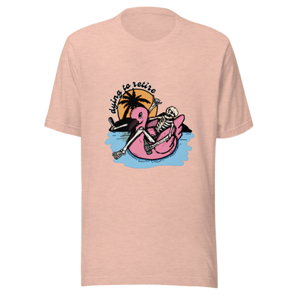 dying to retire t-shirt model in peach - gaslit apparel