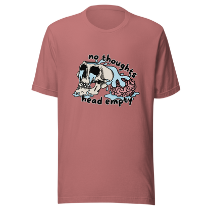 no thoughts head empty t-shirt in mauve - gaslit apparel