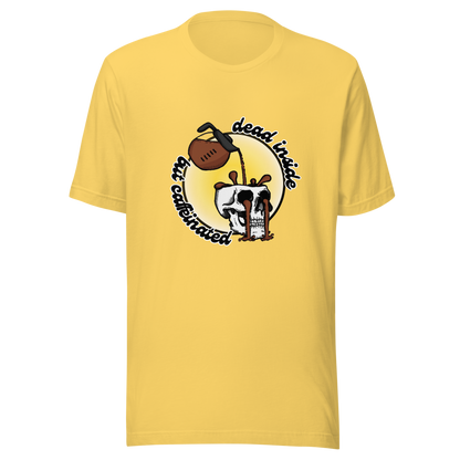 dead inside but caffeinated t-shirt in yellow - gaslit apparel