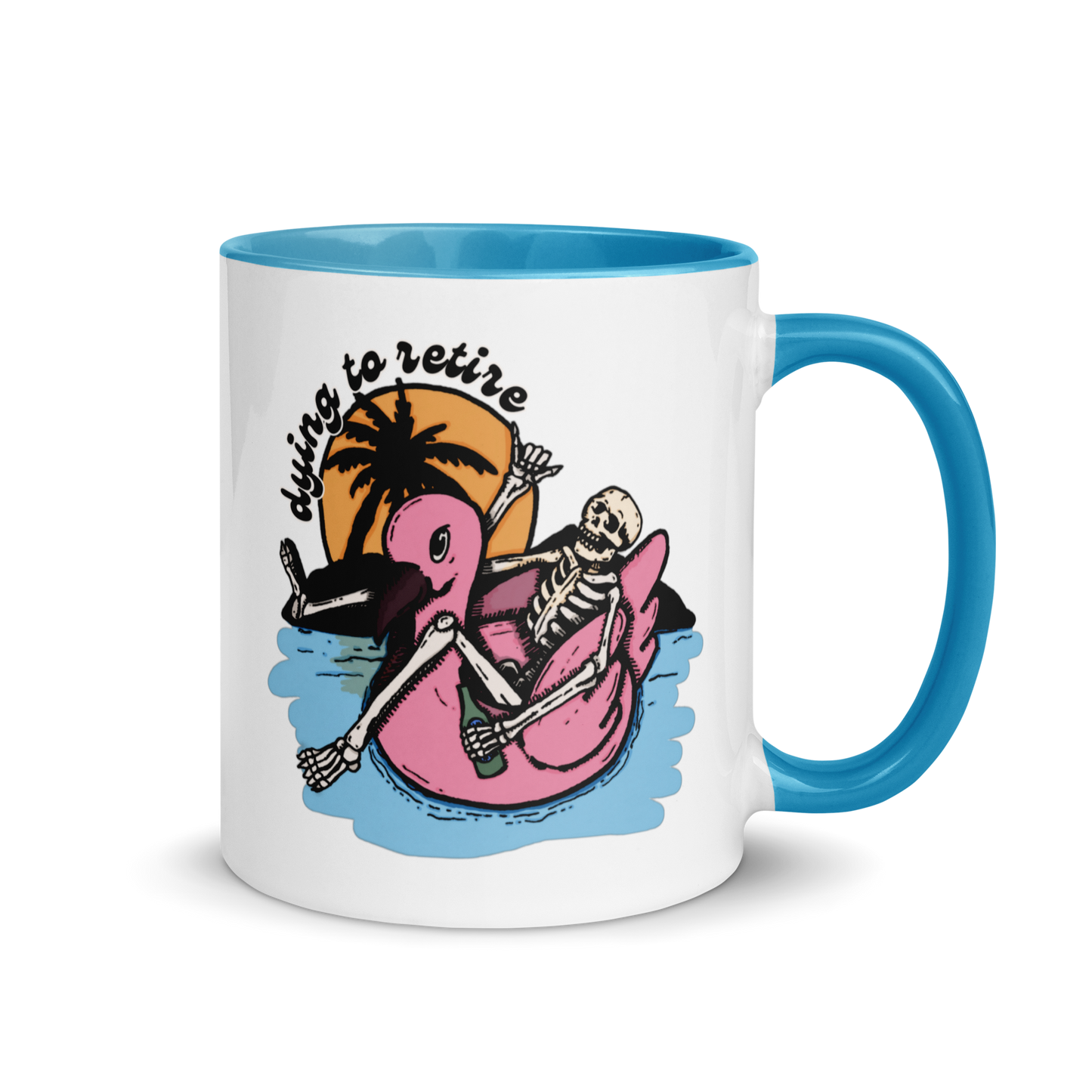 dying to retire mug, right handle - gaslit apparel
